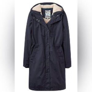 British Joules Marine Navy Stormaway Parka Coat Jacket Right As Rain UK 16 US 12